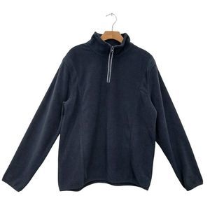 Vintage 1946 Mens Fleece Sweatshirt Large Navy 1/4 Zip Long Sleeve Cozy Comfy